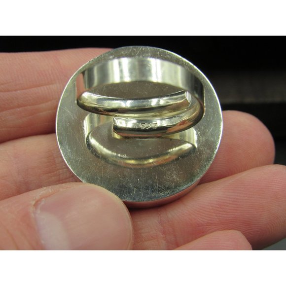 Size 7.5 Sterling Silver Stunning Floral Large Carved Shell Band Ring - Picture 3 of 6